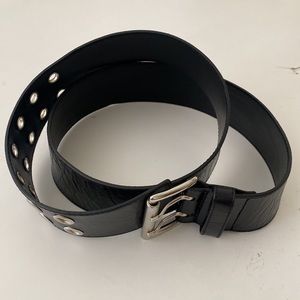 BANANA REPUBLIC Leather Belt Black Silver Holes SZ S